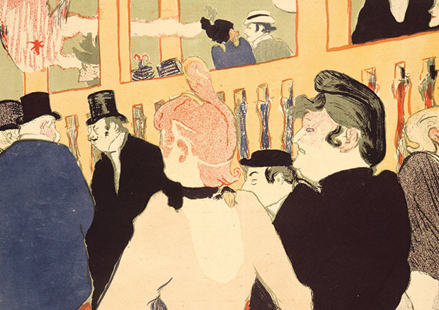 Henri de Toulouse-Lautrec, Im Moulin Rouge, Die Goulue und ihre Schwester, 1892. Farbige Lithographie (Ausschnitt) - © Sammlung E.W.K., Bern