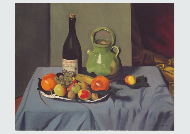 Félix Vallotton, Nature morte à la bouteille de Châteauneuf, 1925, Öl auf Leinwand, 60 x 73 cm. Kunstmuseum Bern, Verein der Freunde - 