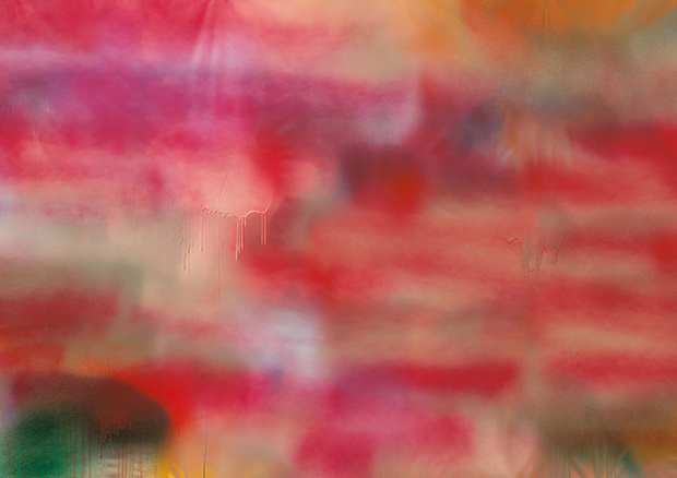 Katharina Grosse, Ohne Titel (Detail), 2001, Acryl auf Leinwand, 203 × 435 cm. Silard Isaak Collection - © 2023, ProLitteris, Zurich