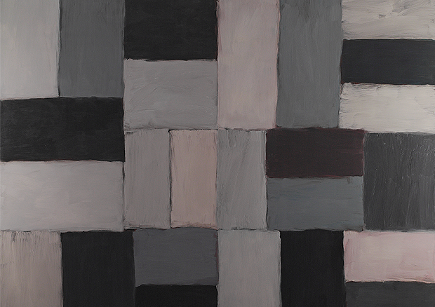 Sean Scully, Grey Wolf, 2007, Öl auf Aluminium (zweiteilig), 279,4 x 350,5 cm, 
Kunstmuseum Bern angekauft mit Mitteln aus den Nachlässen sowie von verschiedenen Privatpersonen - © 2012, ProLitteris, Zürich