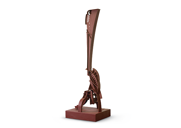 Bernhard Luginbühl, Kleine rote Giraffe mit Speichen, 1967, Eisen, geschweisst, geschraubt und braunrot gestrichen, 275 x 80 x 91,5 cm (ohne Sockel), Kunstmuseum Bern, Annemarie und Victor Loeb-Stiftung, Bern. - 