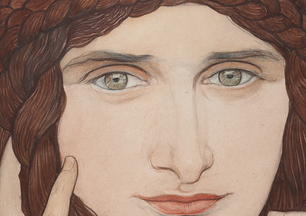 Ernest Biéler. Die Geheimnisvolle /L’Énigmatique, um / vers 1910
Aquarell auf Papier / Aquarelle sur papier, 26 x 21 cm
Privatbesitz / Collection particulière
 - 