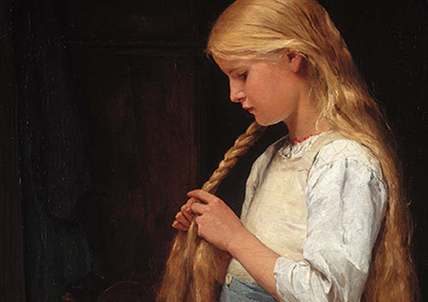Albert Anker
Mädchen, die Haare
flechtend, 1887
Öl auf Leinwand
70,5 x 54 cm
Stiftung für Kunst,
Kultur und
Geschichte,
Winterthur - © Stiftung für Kunst, Kultur und Geschichte, Winterthur