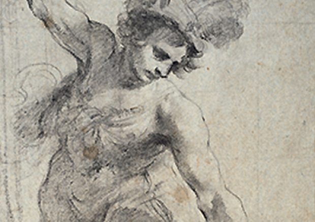 Giovanni Francesco
Barbieri, genannt
Guercino
David mit dem Kopf
Goliaths, mit Federhut,
um 1617;
Schwarze Naturkreide
gewischt, und Spuren
weisser Kreide auf
hellblauem Papier
41,1 x 27,5 cm
Florenz, Gabinetto
Disegni e Stampe degli
Uffizi - © Soprintendenza Speciale per il Polo Museale Fiorentino