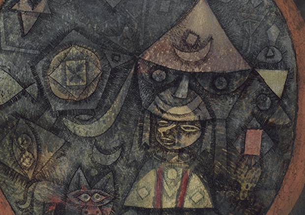 Paul Klee (1879 - 1940)
Zwergmärchen, 1925, 255 (Z 5)
Aquarell auf Karton auf zweiten Karton mit Aquarell auf Gipsgrundierung genagelt auf Holzrahmen genagelt;
originale, gefasste Rahmenleisten, 43,4 x 35,4 cm
Kunstmuseum Bern, Stiftung Othmar Huber, Bern
Schenkung Helga und Rolf Marti - 
