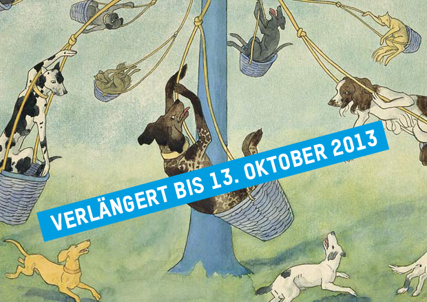Ernst Kreidolf, Hundefest: Karussell, 1928, Aquarell auf Papier auf Karton, 20 x 28,6 cm, Kunstmuseum Bern, Verein Ernst Kreidolf. - © 2013, ProLitteris, Zürich