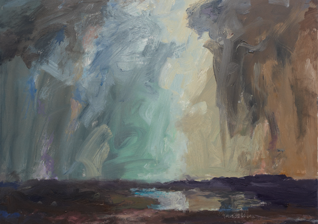 Martin Ziegelmüller, Murtensee (Gewitter), 2010. Öl auf Leinwand, 60 x 73 cm, Privatbesitz - 