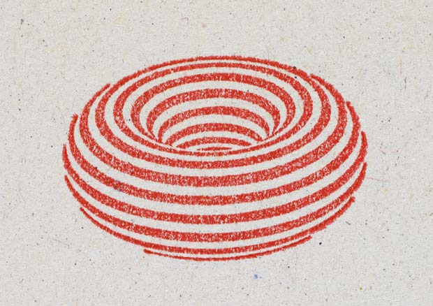 Markus Raetz, Torus, 1968, Gummistempel, 23 x 35 mm, Courtesy the Artist
 - © 2014, ProLitteris, Zürich