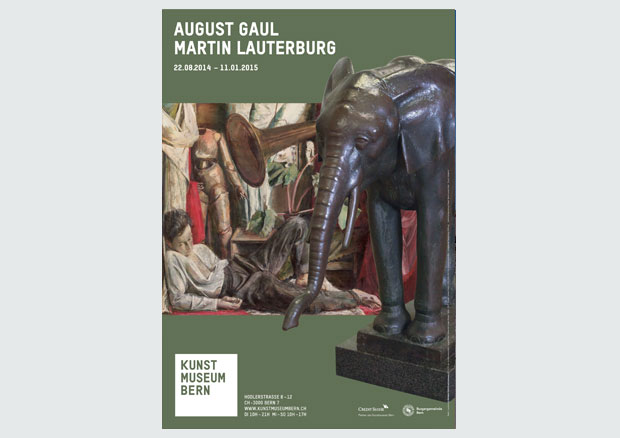 August Gaul, Stehender junger Elefant, 1916 –1917. Bronze; Sockel: Granit, 123 x 150 x 58,5 cm. Kunstmuseum Bern, Leihgabe der Zwillenberg-Stiftung/ Martin Lauterburg, Der Maler, 1928. Öl auf Leinwand, 137 x 170 cm. Kunstmuseum Bern 
 - 